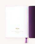 Handbound journal last page with letterpress text