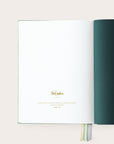 Handbound journal last page with letterpress text
