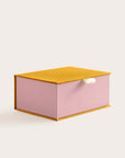 Handcrafted Mustard and Dusty Rose coloured keepsake box