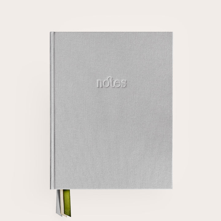 Handbound Silver linen covered journal front