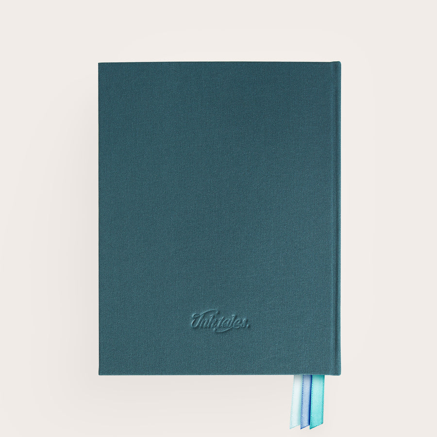 Handbound Petrol linen covered journal back