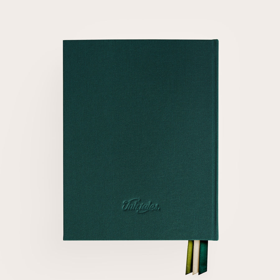 Handbound Seaweed linen covered journal back