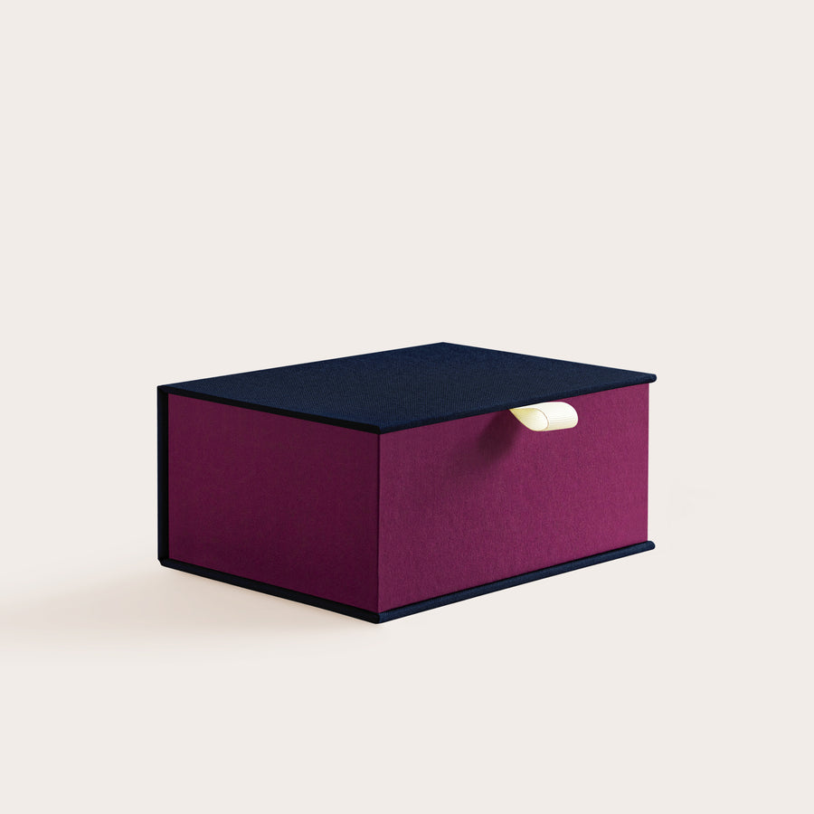 Handcrafted Midnight and Orchid coloured keepsake box