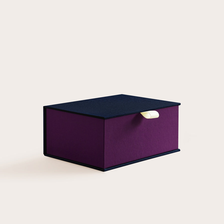 Handcrafted Midnight and Prune coloured keepsake box