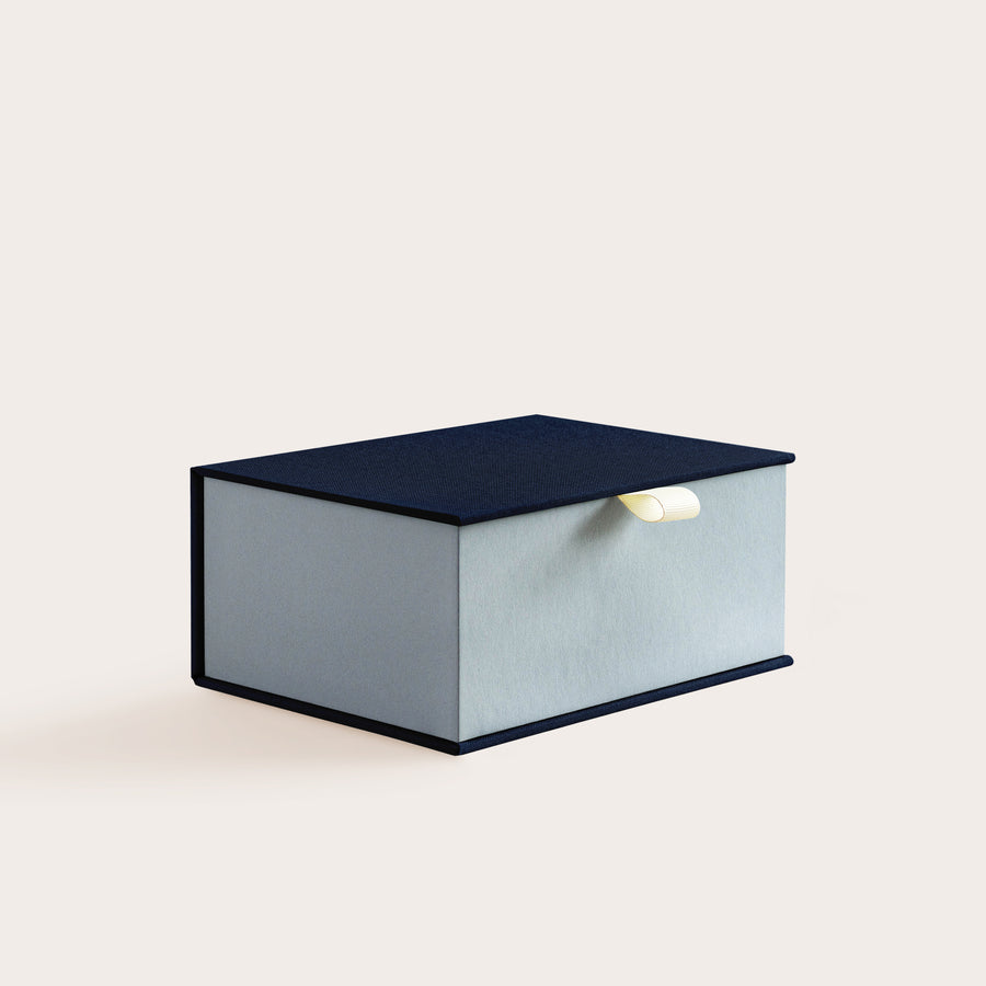 Handcrafted Midnight and Steel coloured keepsake box