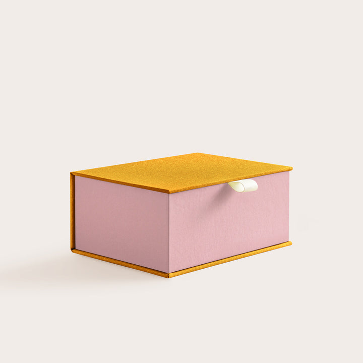 Handcrafted Mustard and Dusty Rose coloured keepsake box