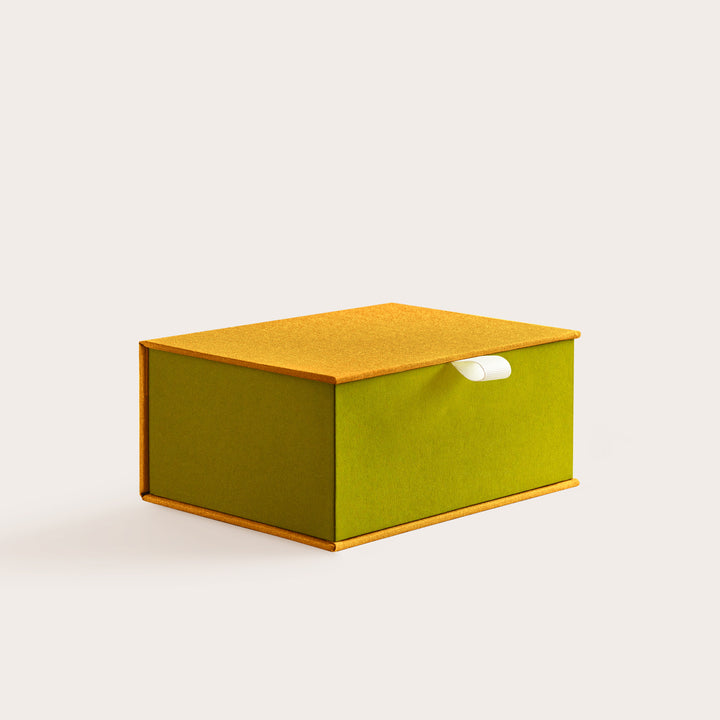 Handcrafted Mustard and Kiwi coloured keepsake box