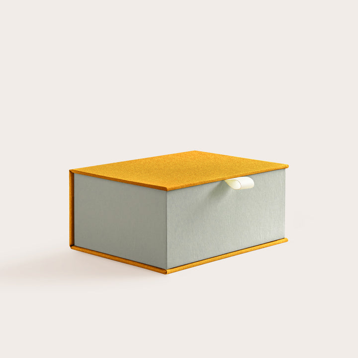 Handcrafted Mustard and Lichen coloured keepsake box