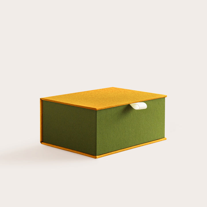 Handcrafted Mustard and Meadow coloured keepsake box