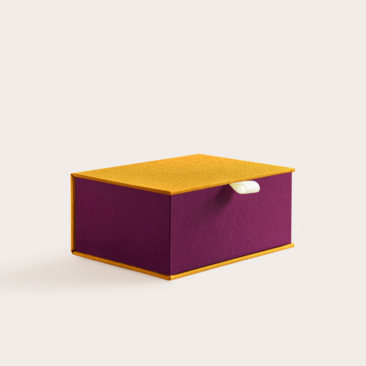 Handcrafted Mustard and Orchid coloured keepsake box