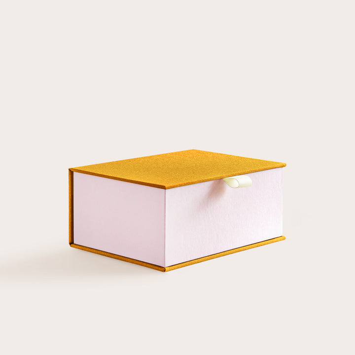 Handcrafted Mustard and Pastel Rose coloured keepsake box