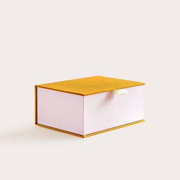 Handcrafted Mustard and Pastel Rose coloured keepsake box