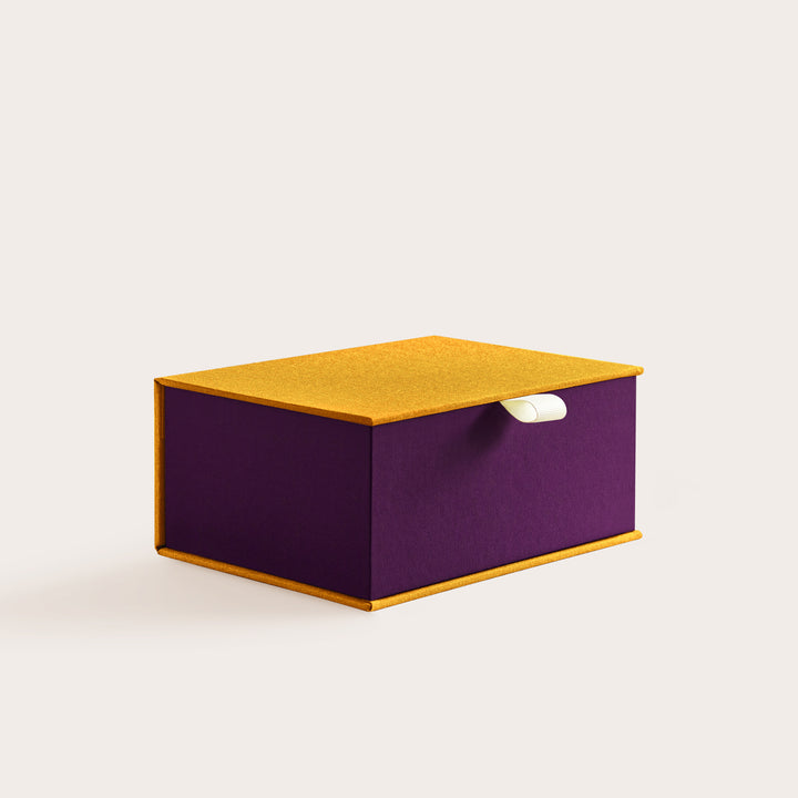 Handcrafted Mustard and Prune coloured keepsake box