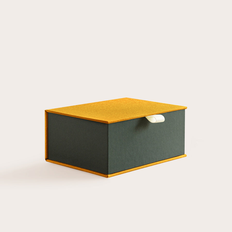 Handcrafted Mustard and Sequoia coloured keepsake box