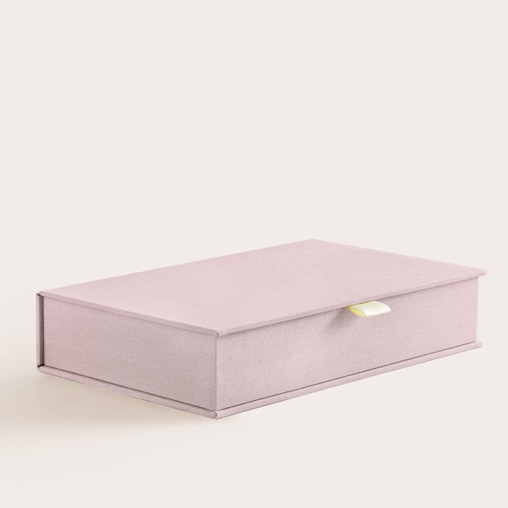 Handcrafted Blush linen covered photo box