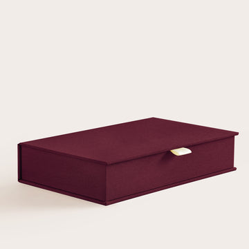 Handcrafted Burgundy linen covered photo box