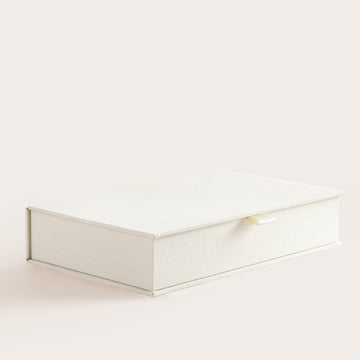 Handcrafted Ivory linen covered photo box