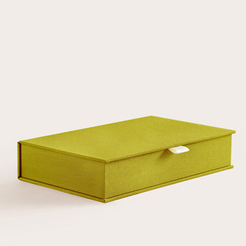 Handcrafted Lime linen covered photo box