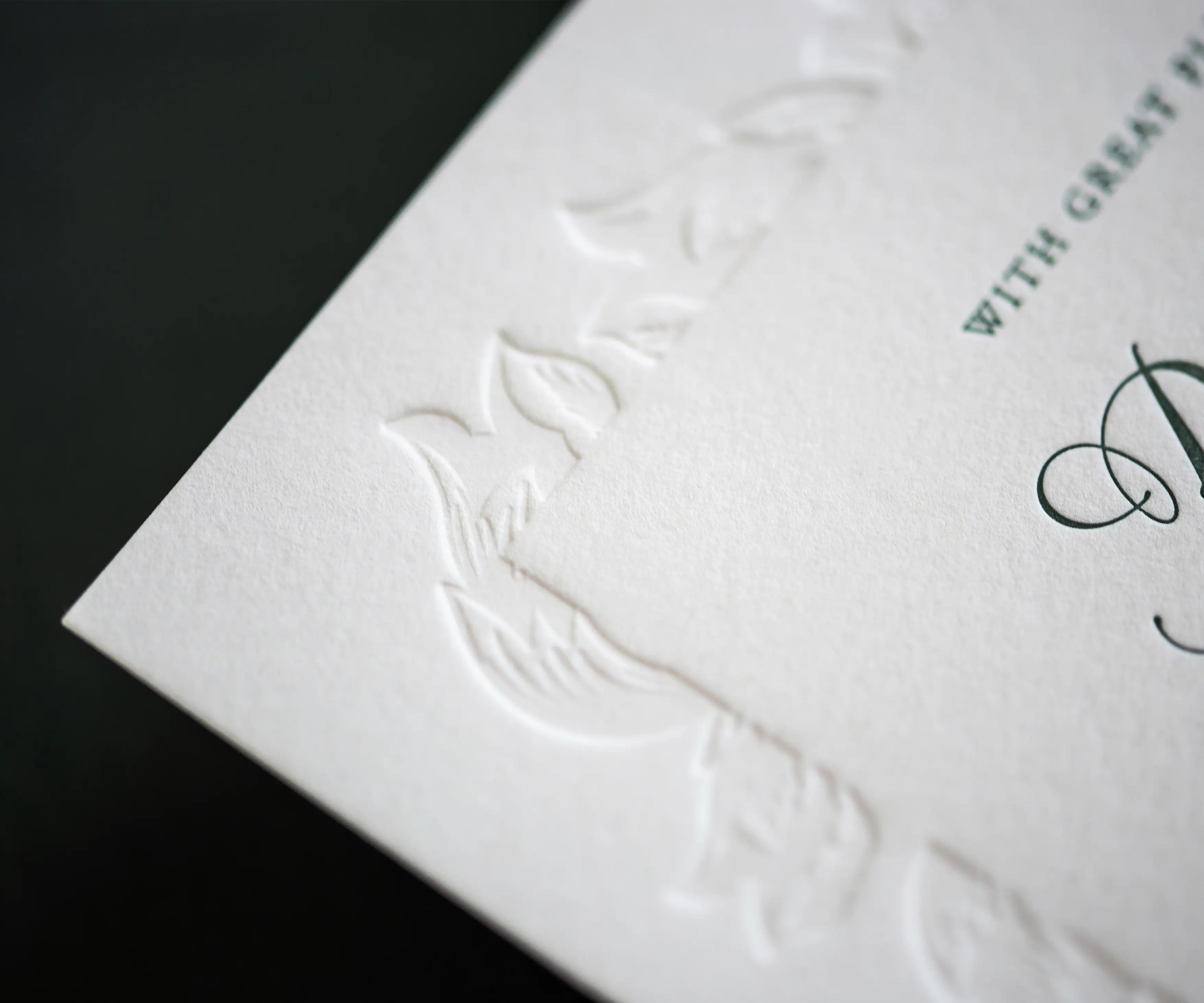 Blind letterpress acanthus leaf illustration