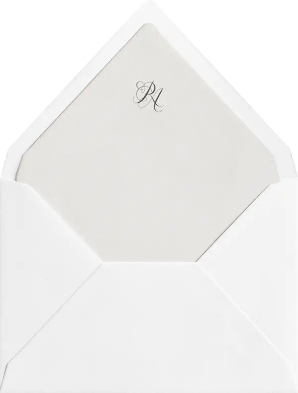 RA initials illustration on envelope liner