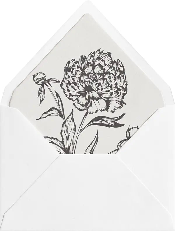 Peony illustration on envelope liner