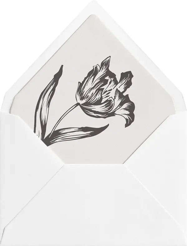 Tulip illustration on envelope liner