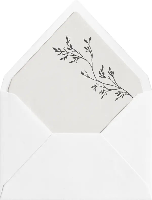 Irish ivy branch illustration on envelope liner