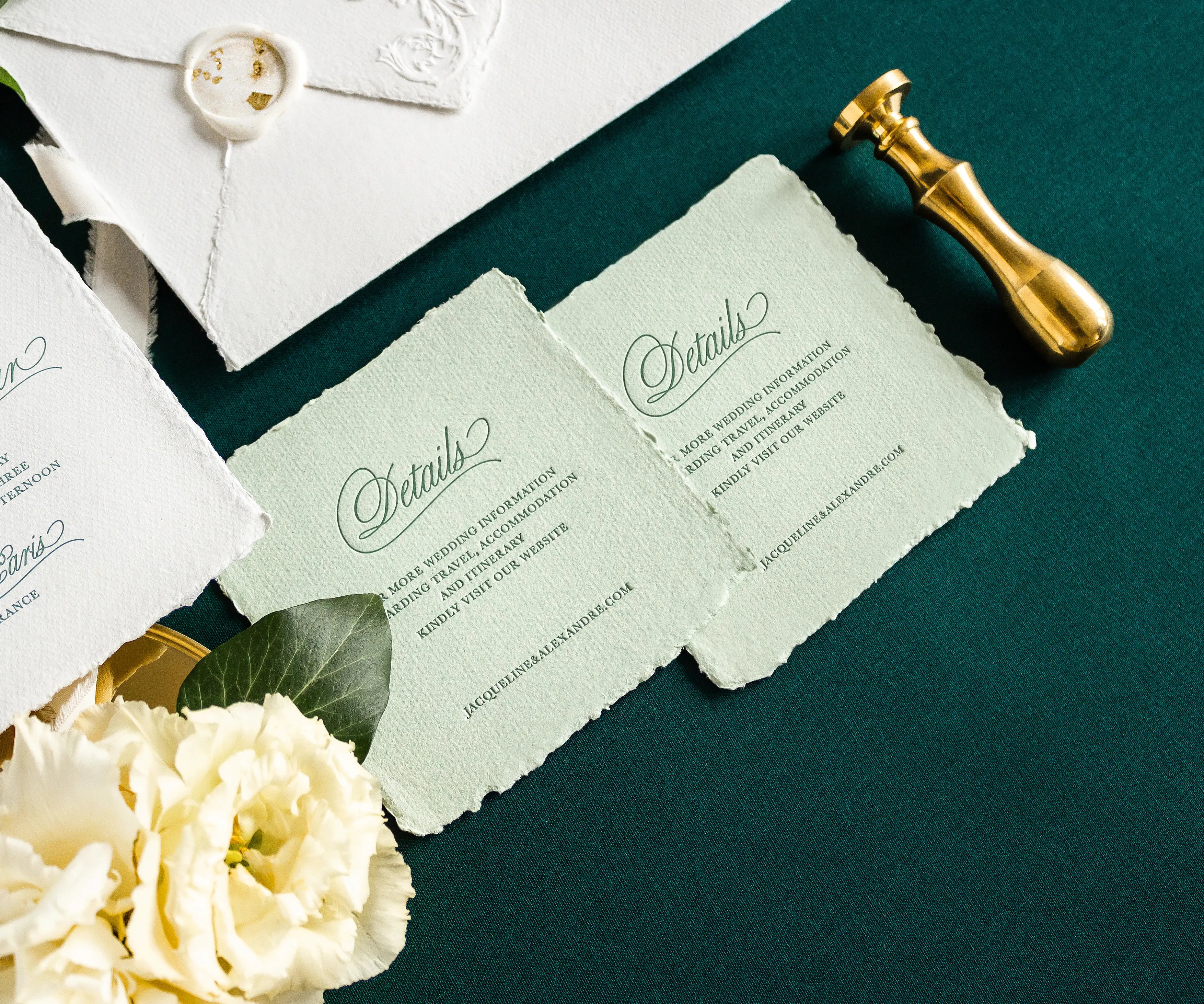 Handmade paper letterpress detail card