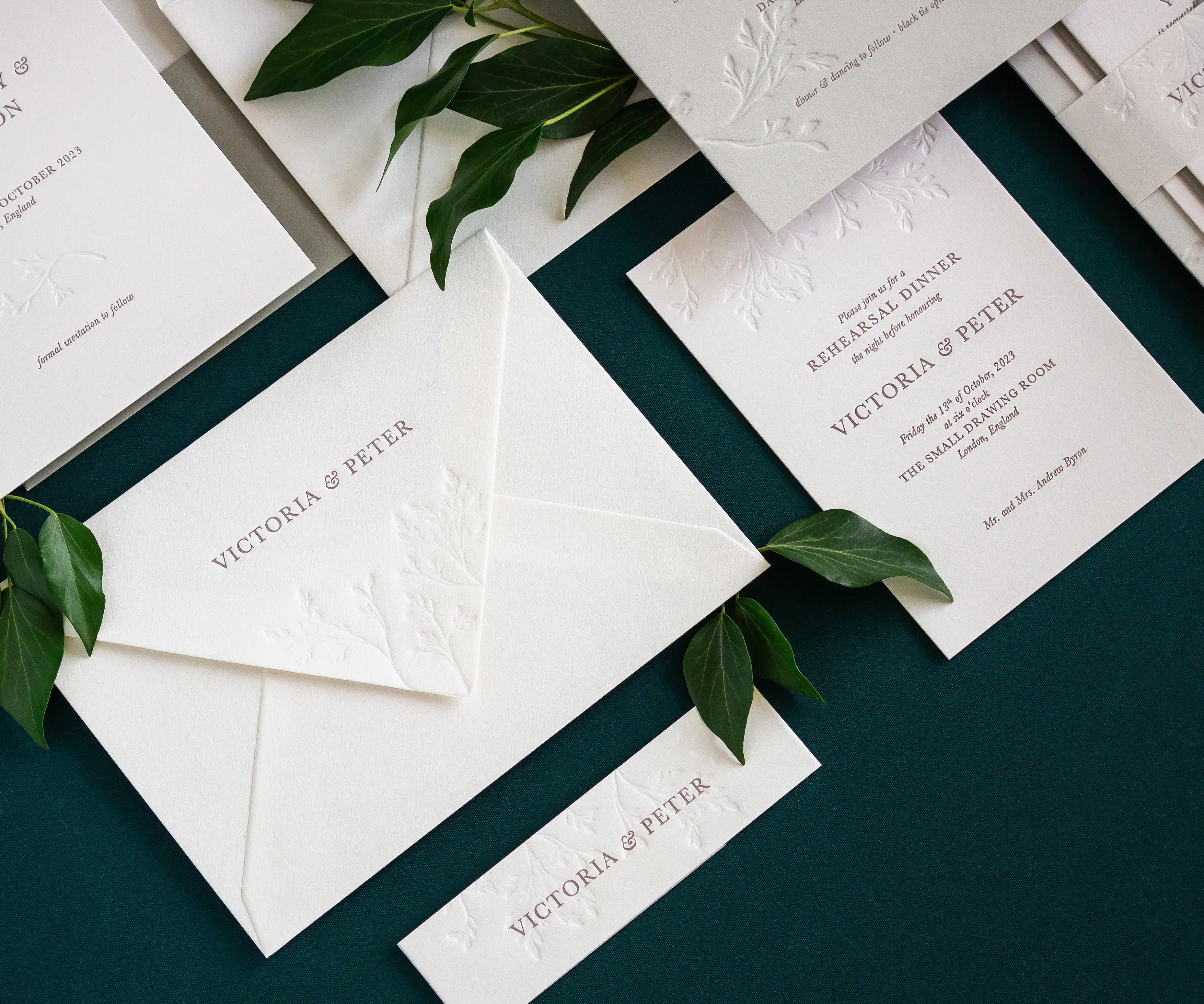 Letterpress handmade envelope with invitation card