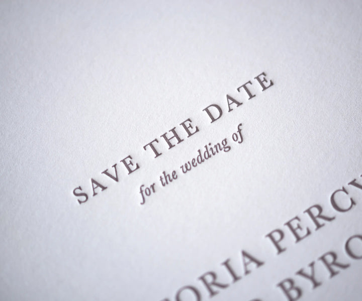 Letterpress Save the Date text