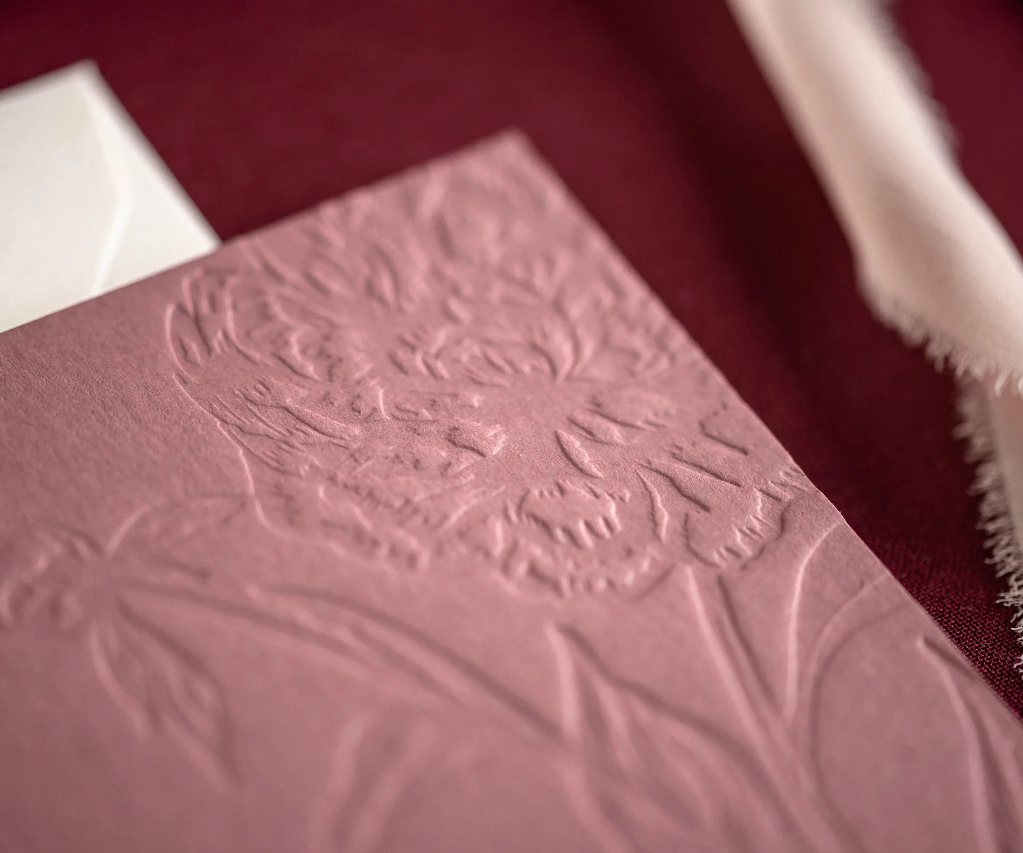 Blind letterpress peony illustration