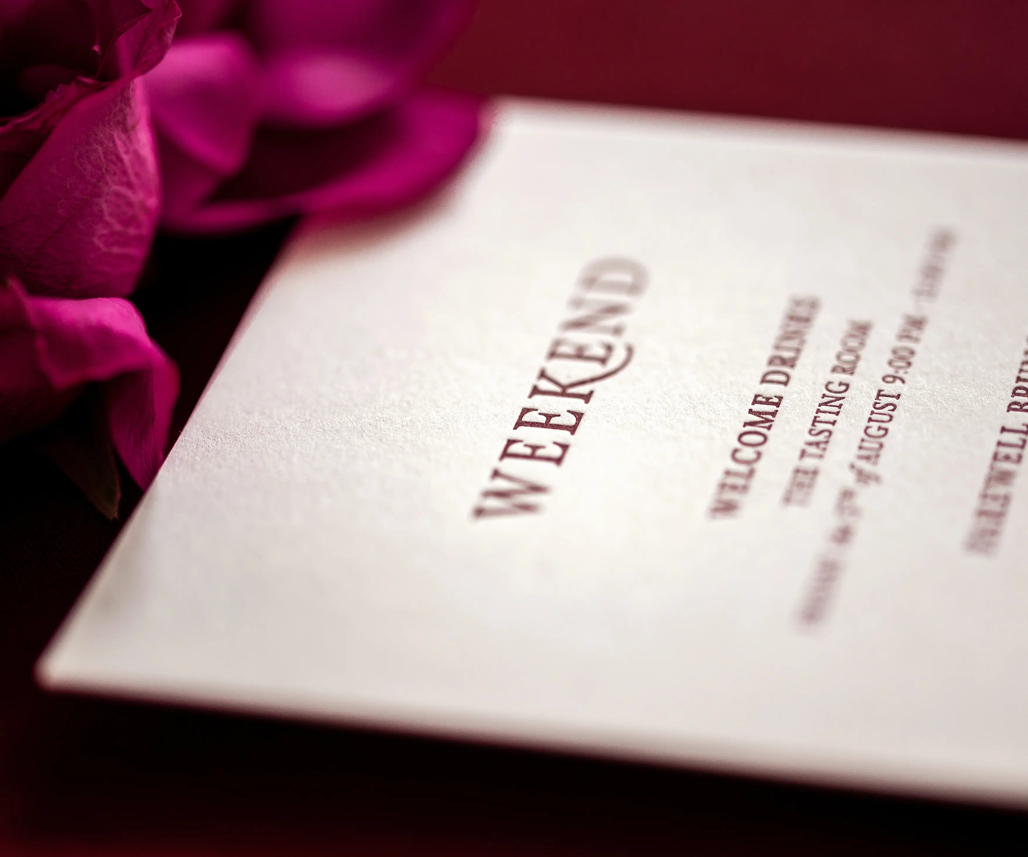 Letterpress text with red ink