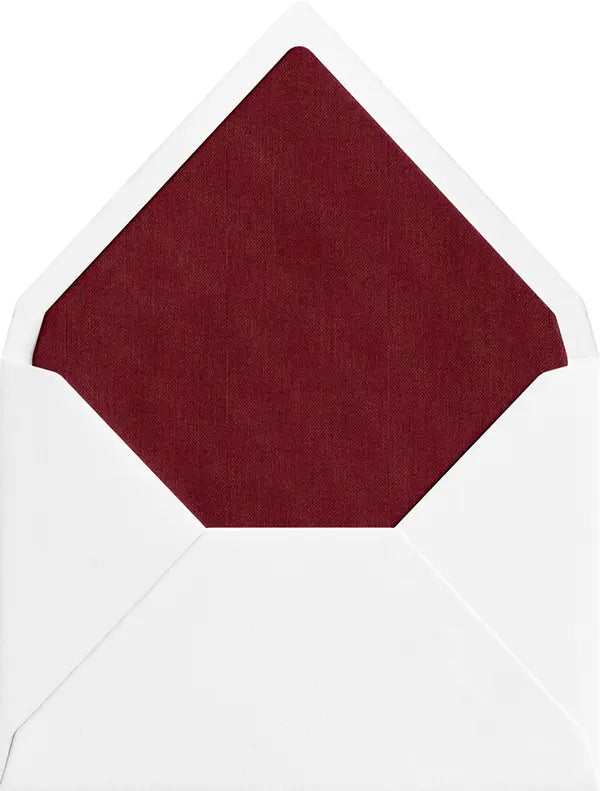 Burgundy coloured linen envelope liner