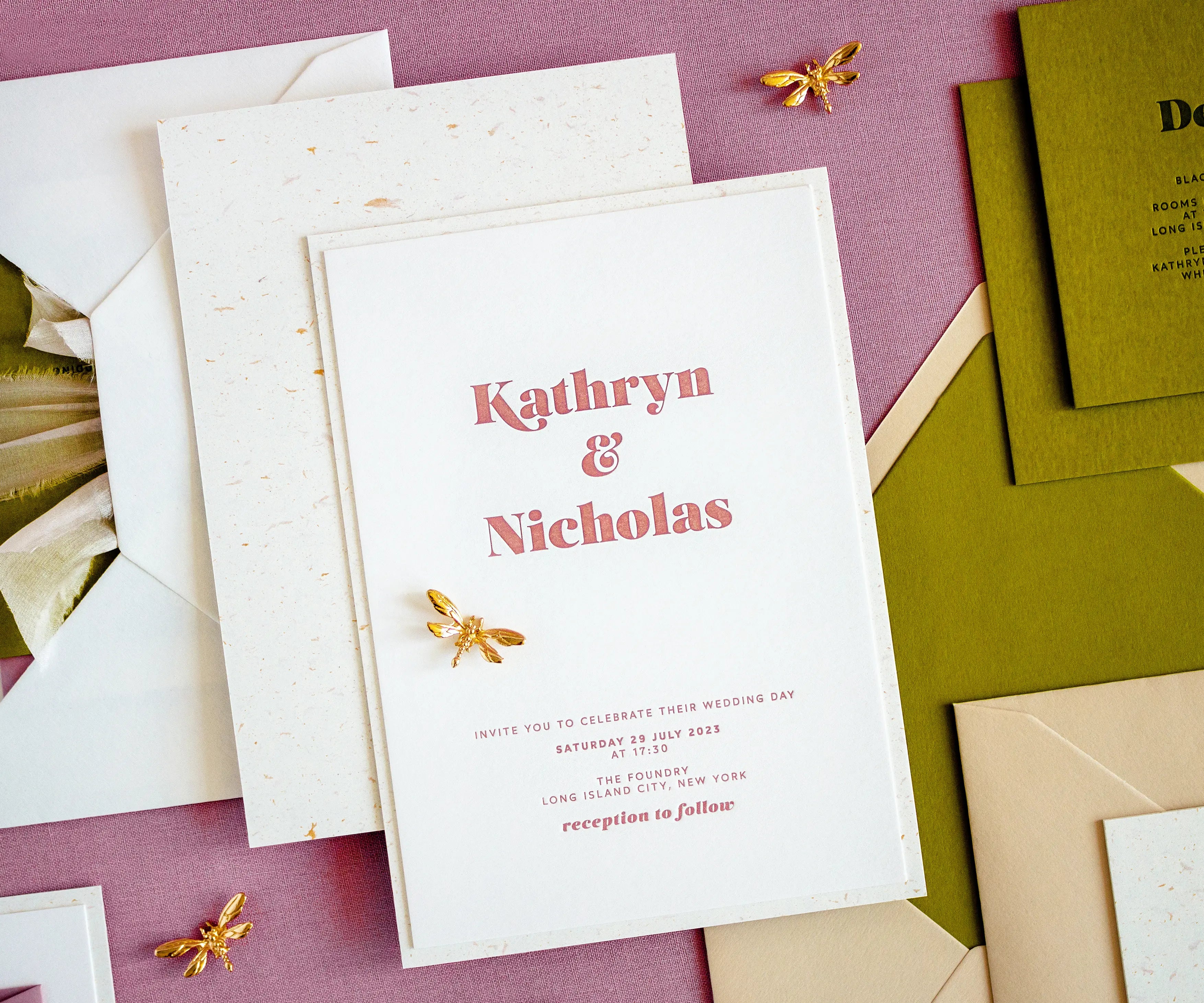 Letterpress wedding invitation