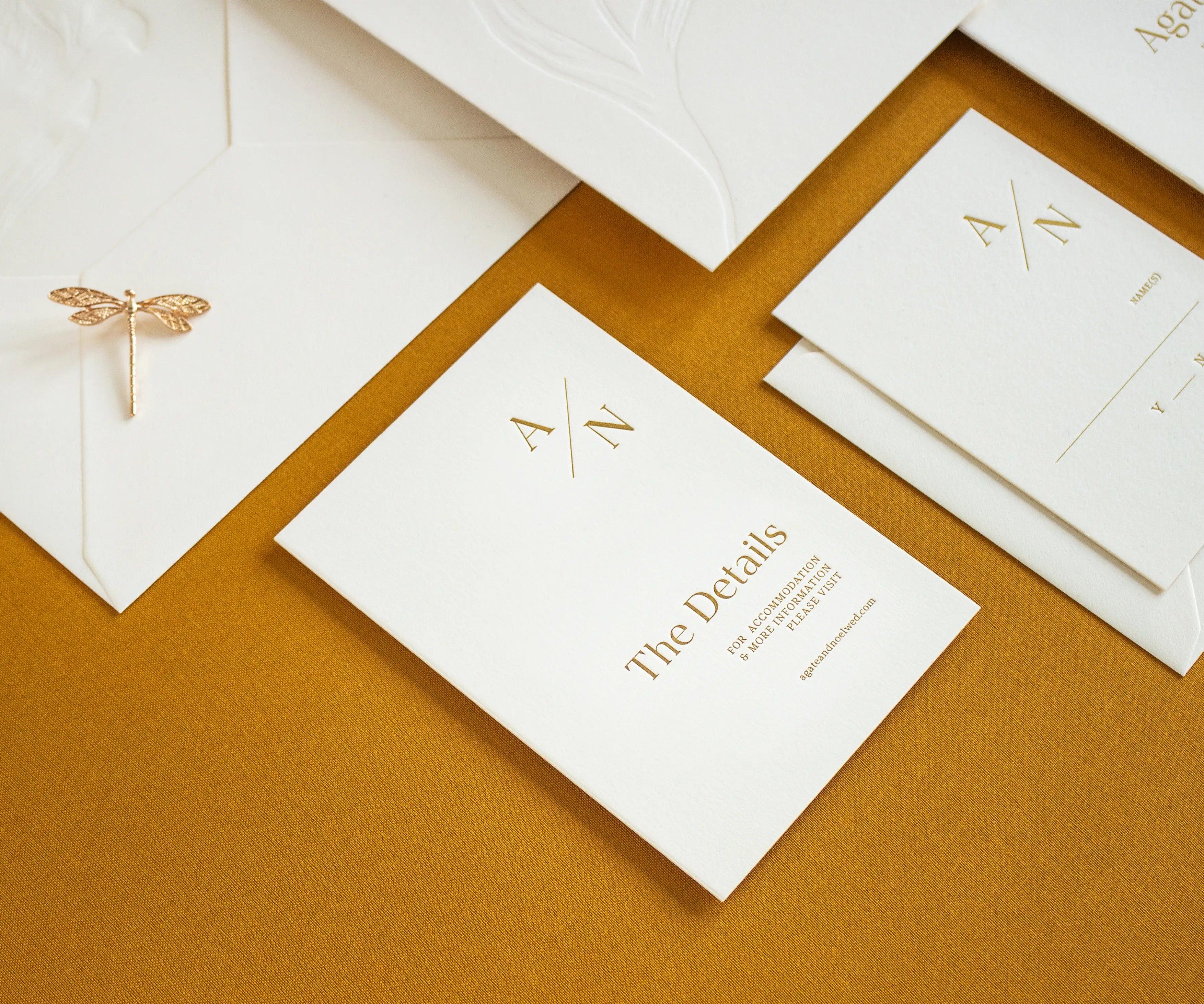 Letterpress detail card with monogram